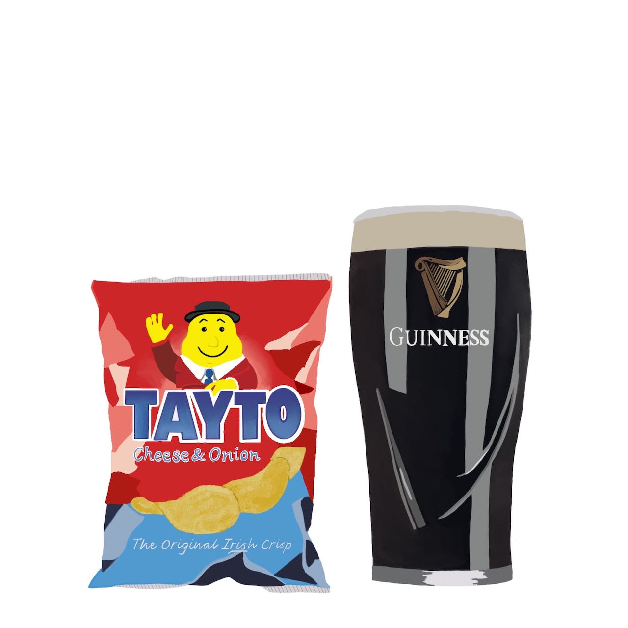 Perfect Pair - Tayto and Guinness, Food Illustration